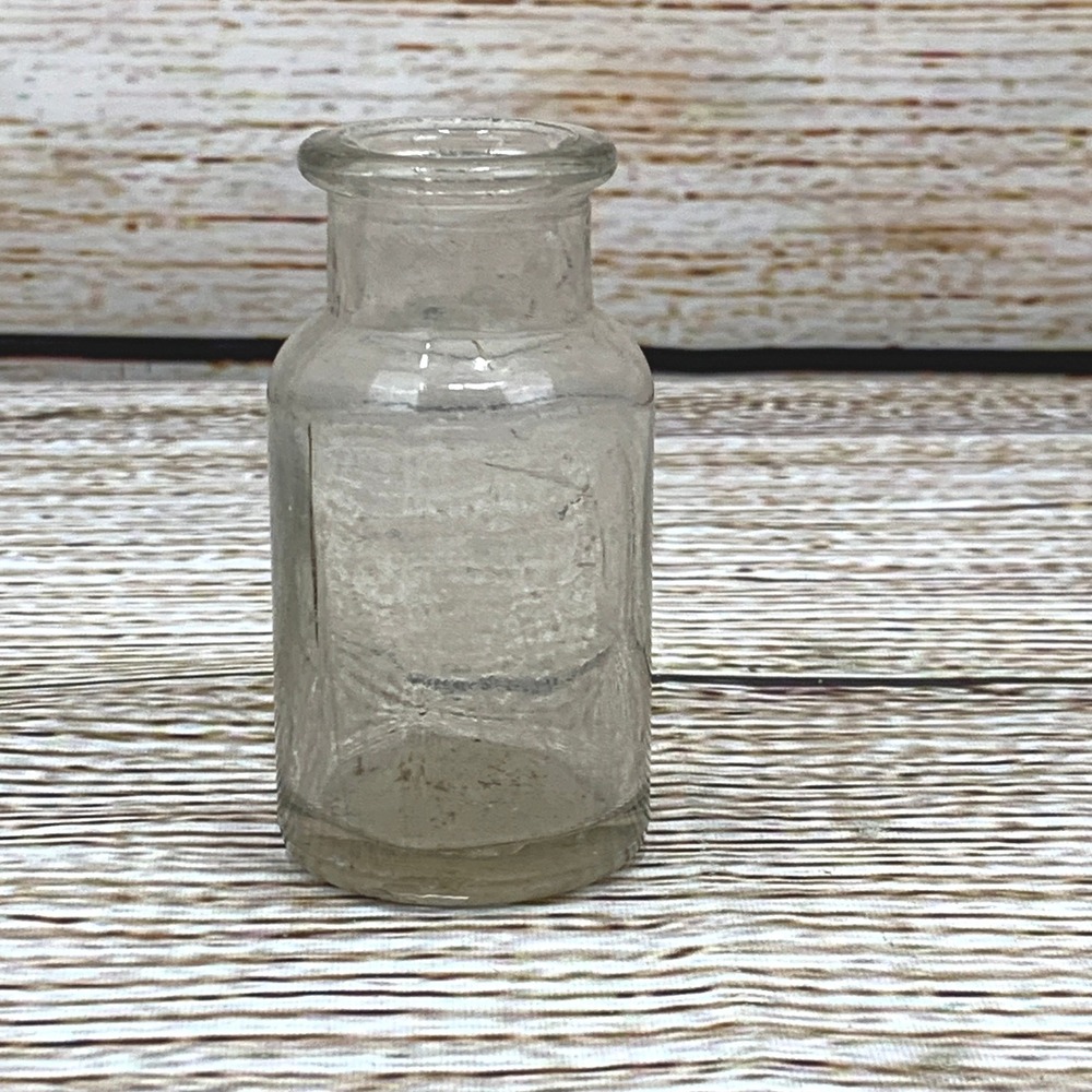 Antique Small Glass Bottle Vintage Apothecary Medicine Jar Bud Vase